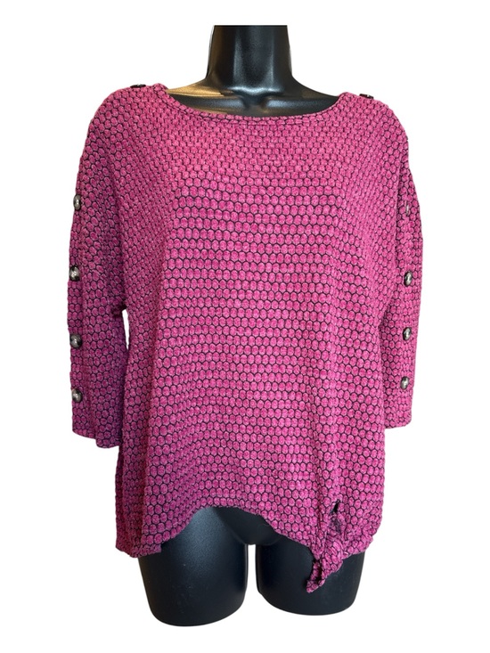 New York Laundry Tops - Button-Sleeve textured Top - raspberry / black